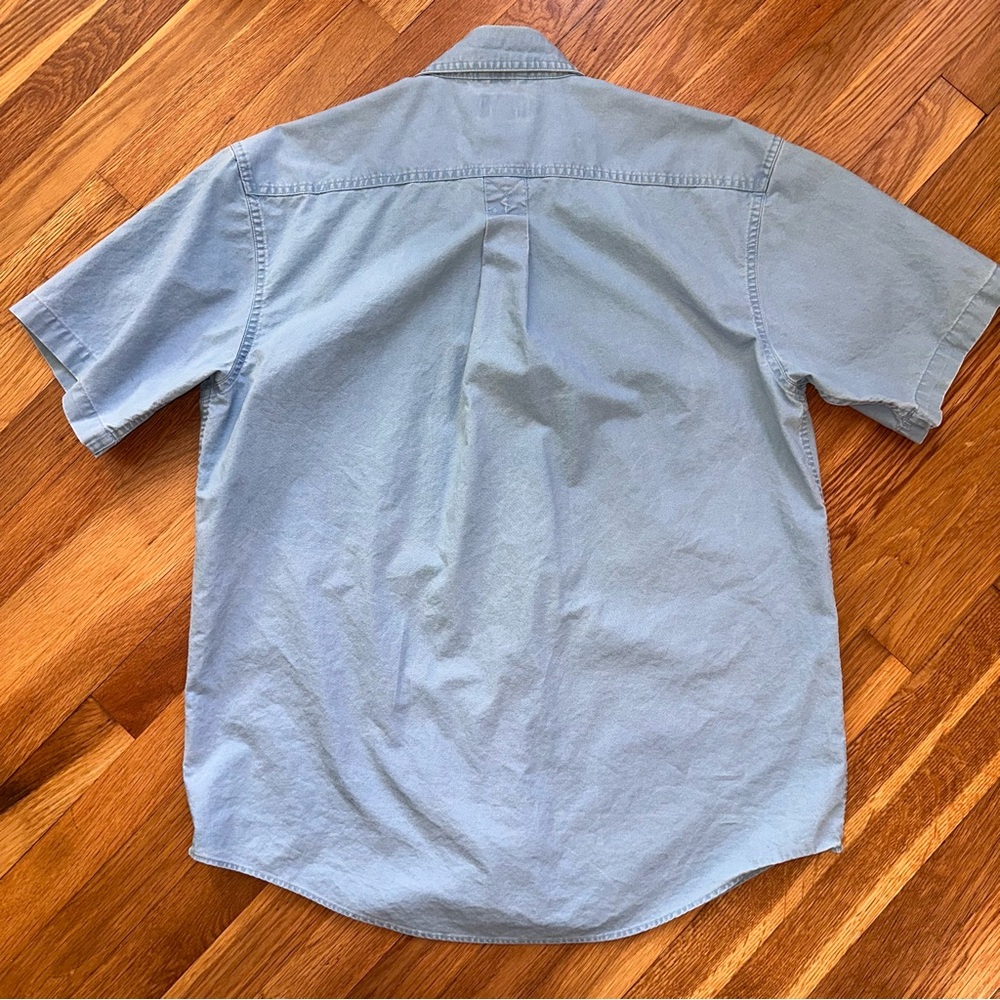 L.L.Bean Men’s Medium Blue Comfort Stretch Sun Washed Shirt Short Sleeve Pockets - Picture 8 of 14
